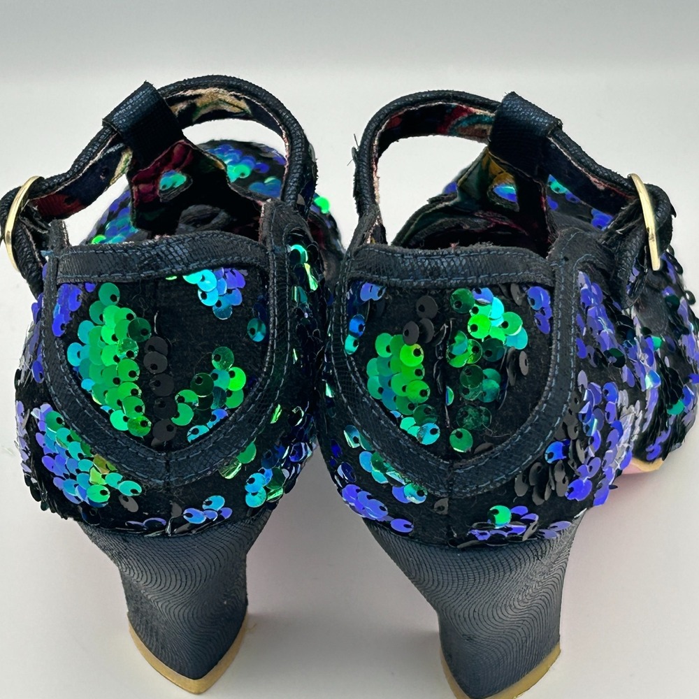 Irregular Choice Green Blue Sequin Party Heels Holiday Christmas Mermaid Oz -6.5 - Picture 13 of 16
